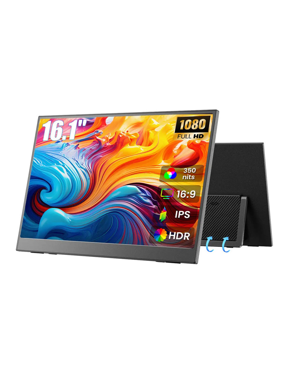 Monitor Portátil 16.1" Full HD IPS Inalámbrico USB-C y Mini HDMI | Segunda Pantalla para Laptop, PC, Mac, Consolas y Celular