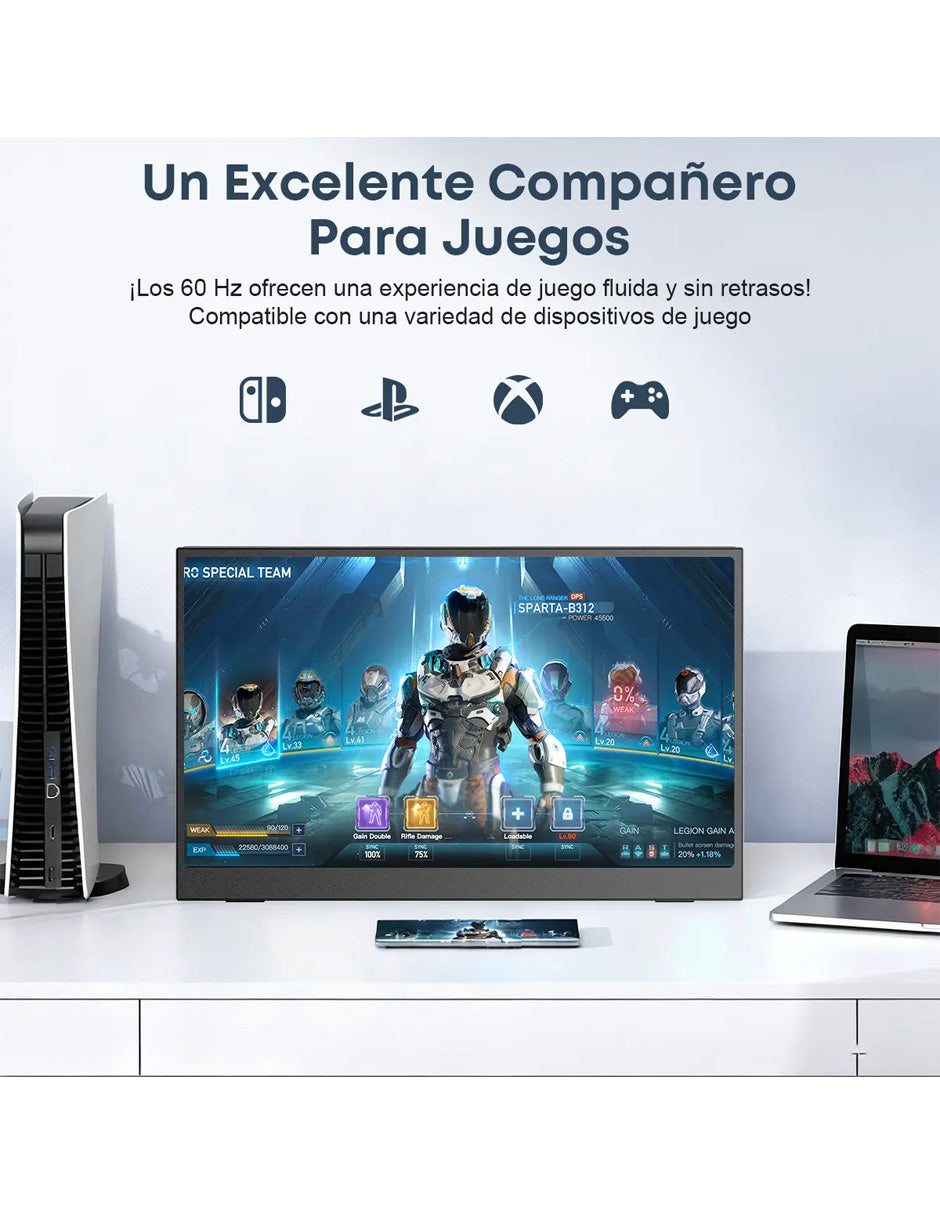Monitor Portátil 16.1" Full HD IPS Inalámbrico USB-C y Mini HDMI | Segunda Pantalla para Laptop, PC, Mac, Consolas y Celular