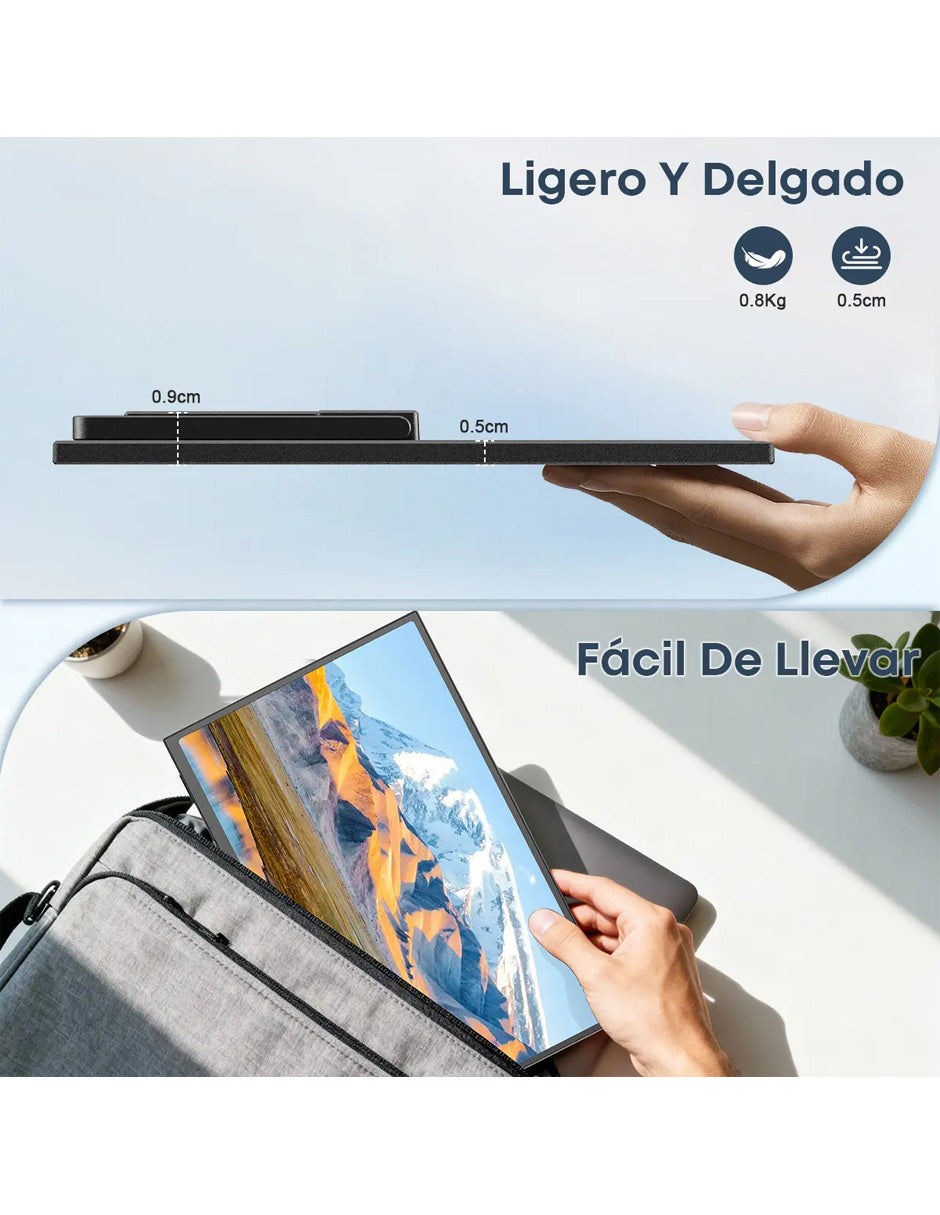 Monitor Portátil 16.1" Full HD IPS Inalámbrico USB-C y Mini HDMI | Segunda Pantalla para Laptop, PC, Mac, Consolas y Celular