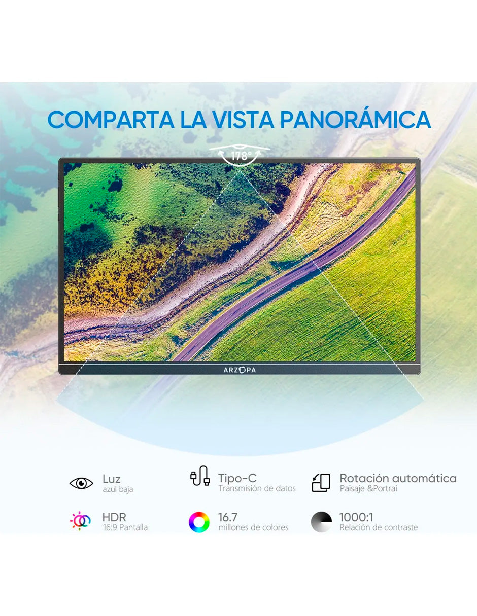 Monitor Portátil Petukita Box A1S 14" Full HD IPS 1080P USB-C Mini HDMI