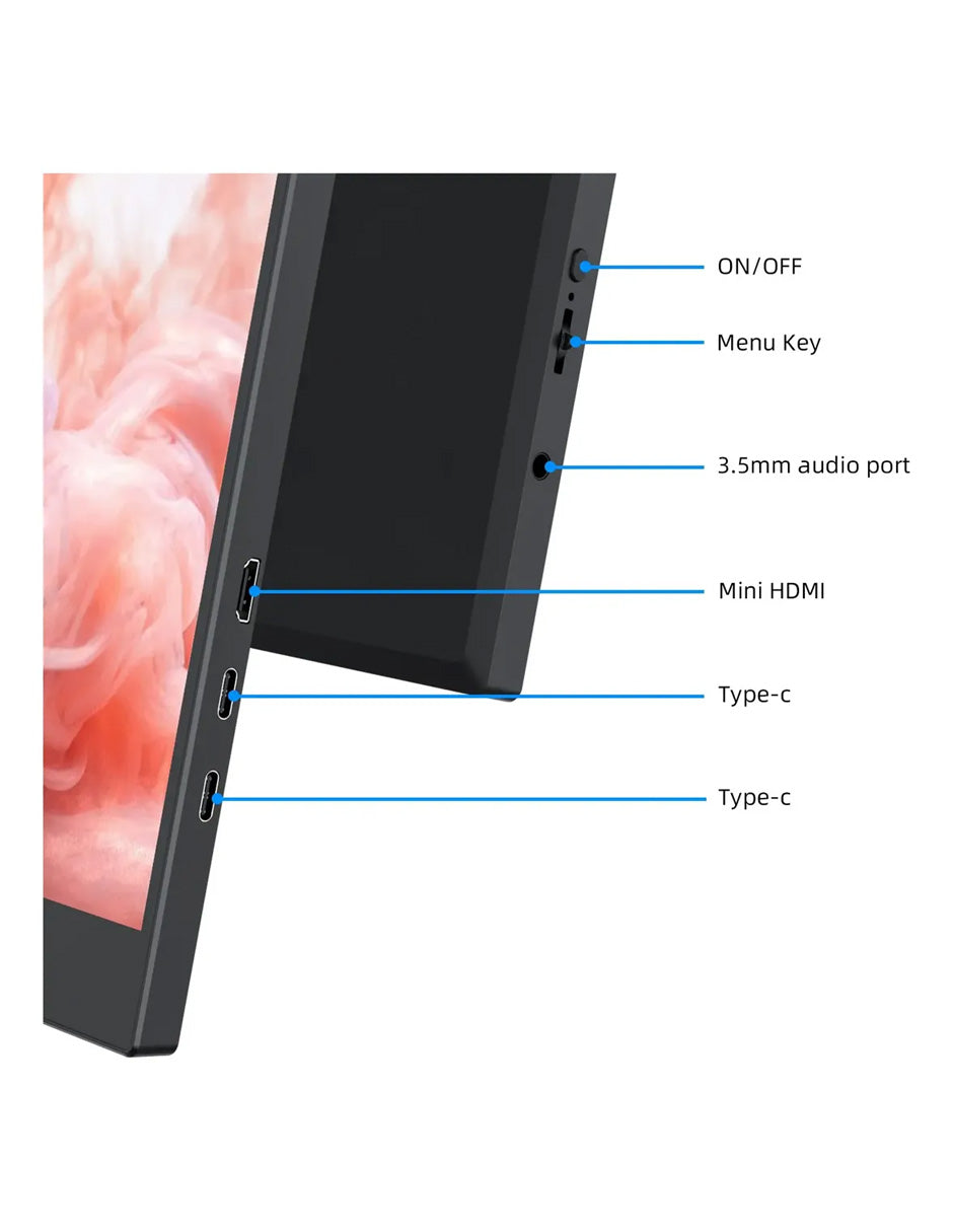 Monitor Portátil Petukita Box 14" HD LCD USB-C HDMI con Bocinas Integradas