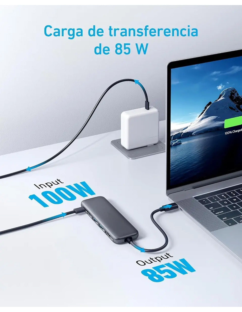 Hub USB-C 5 en 1 con HDMI 4K, USB-A, USB-C y SD/TF