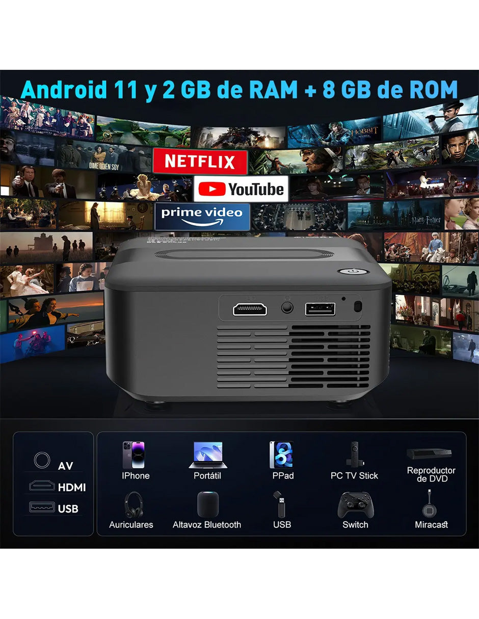 Combo Proyector 4K + Mochila de Viaje + Bocina Portátil