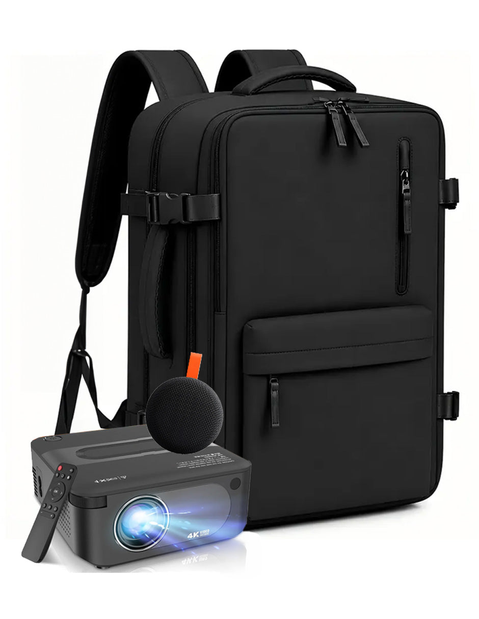 Combo Proyector 4K + Mochila de Viaje + Bocina Portátil