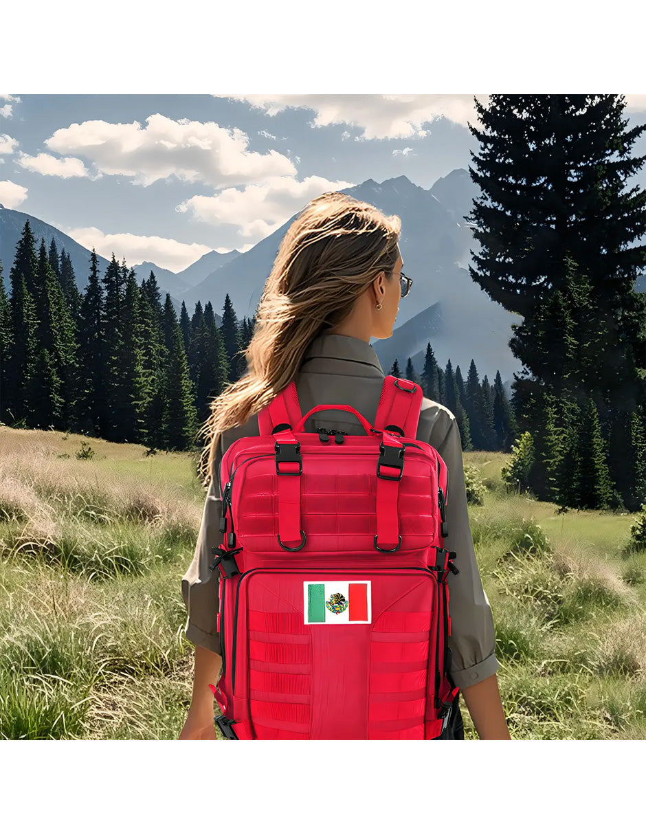 Combo Active 5 Mochila Táctica + Bocina + Reloj Inteligente Deportivo Rojo