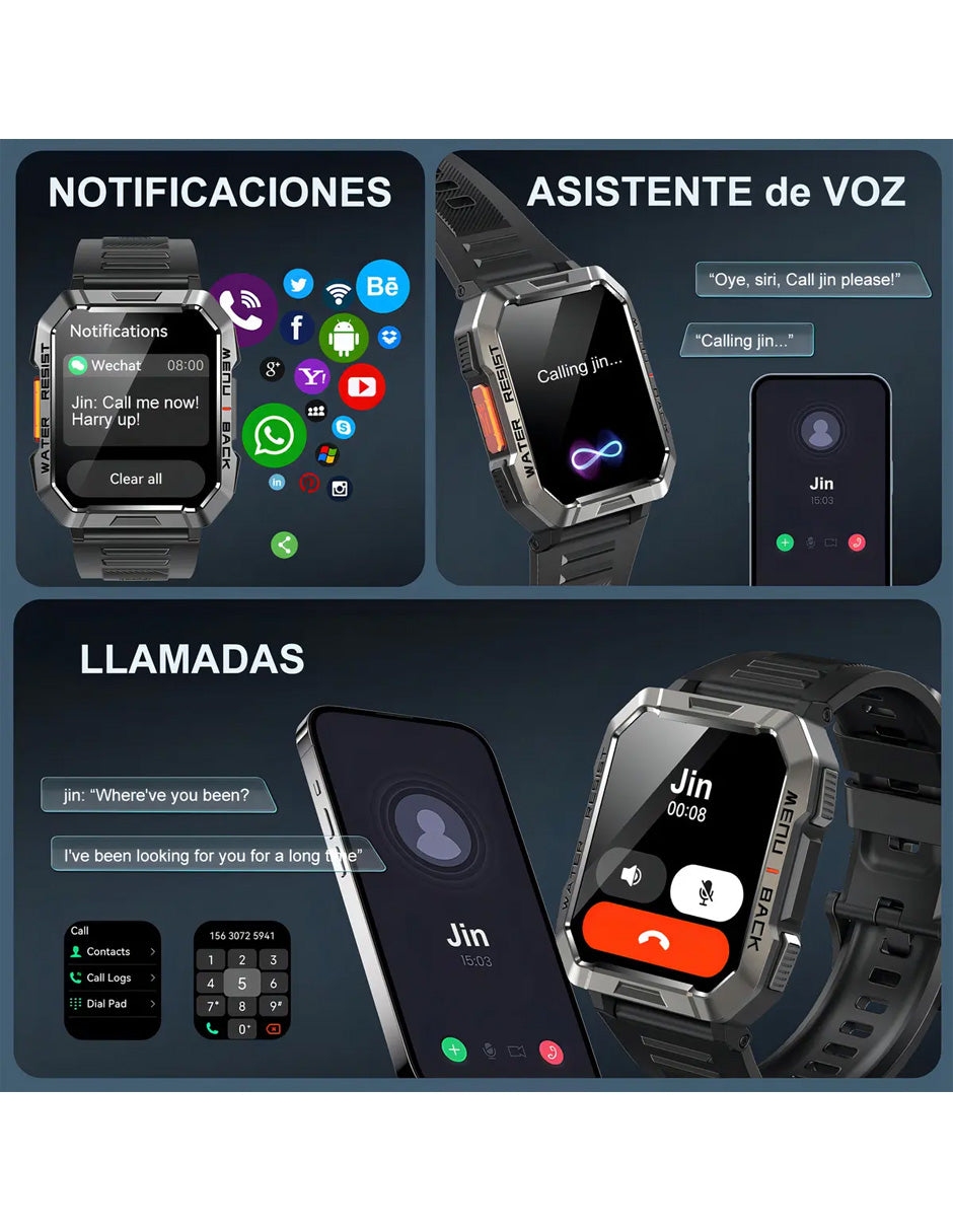 Combo Smartwatch Militar + Bocina Portátil + Cangurera Táctica | Tecnología y Aventura