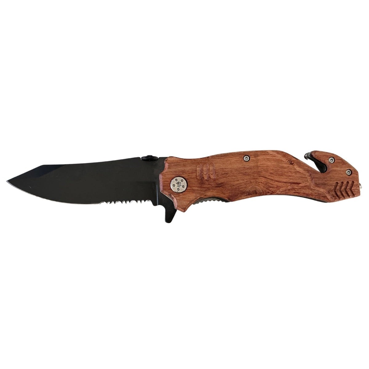 Navaja táctica drop point con corta soga y rompe vidrios A0244