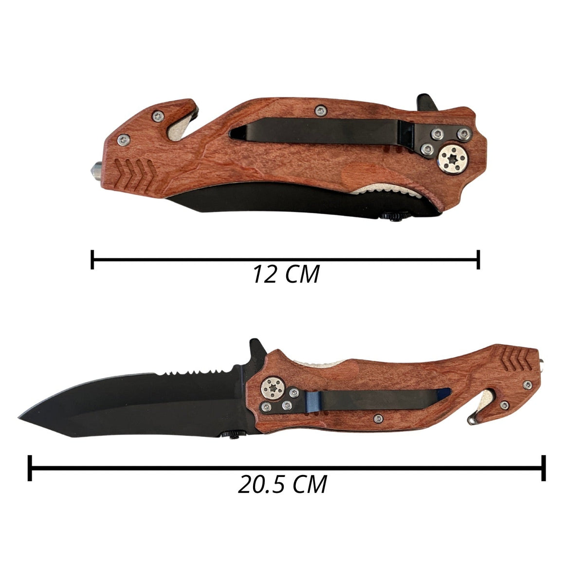 Navaja táctica drop point con corta soga y rompe vidrios A0244 - foto 2