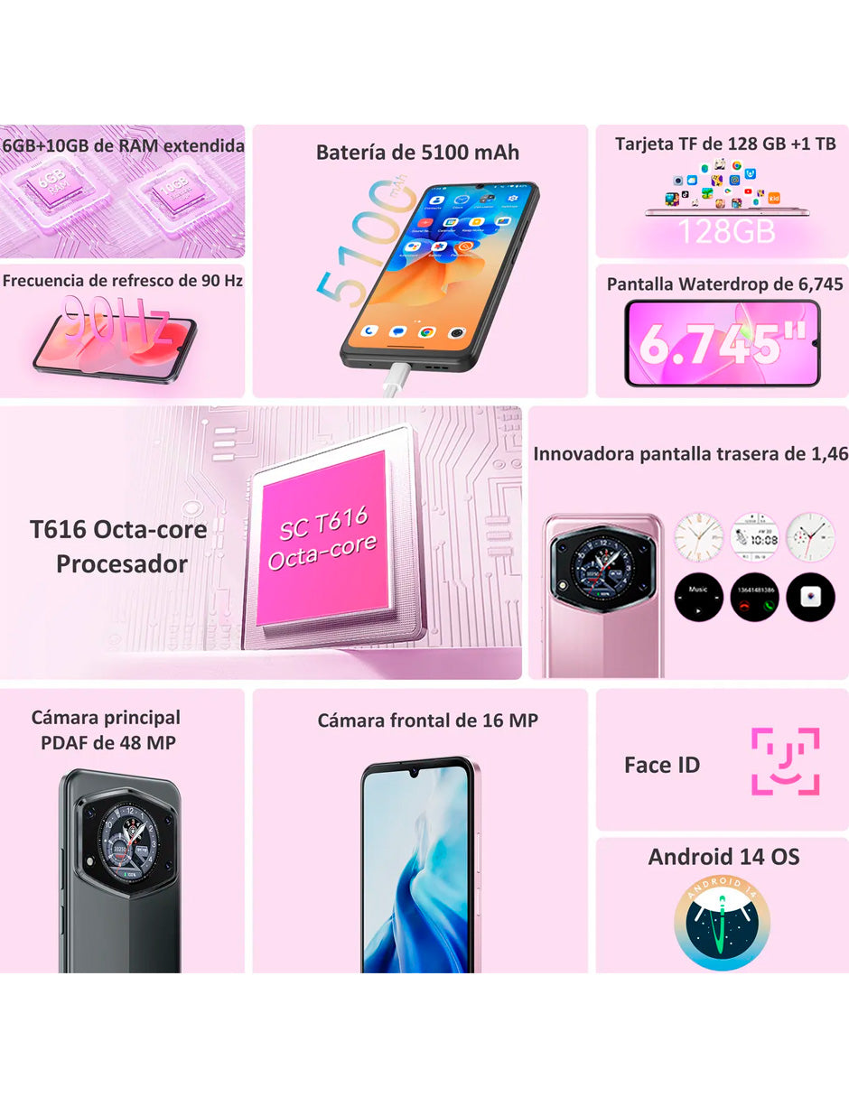 SmartPhone A30 Dual Sim 128 Gb + 6 Gb Ram Batería de 5100mAh Pantalla DH+ Pink