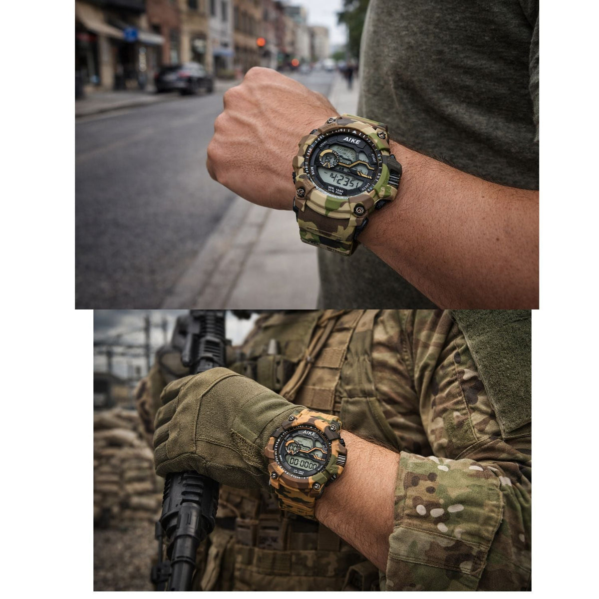 Reloj estilo militar camuflaje, antigolpes, digital y análogo, resistente a 30 m - foto 3