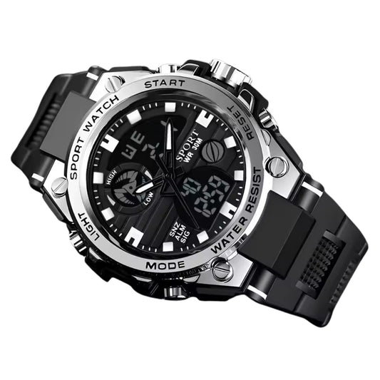Reloj deportivo con pantalla análoga y digital, resistente al agua 30 m