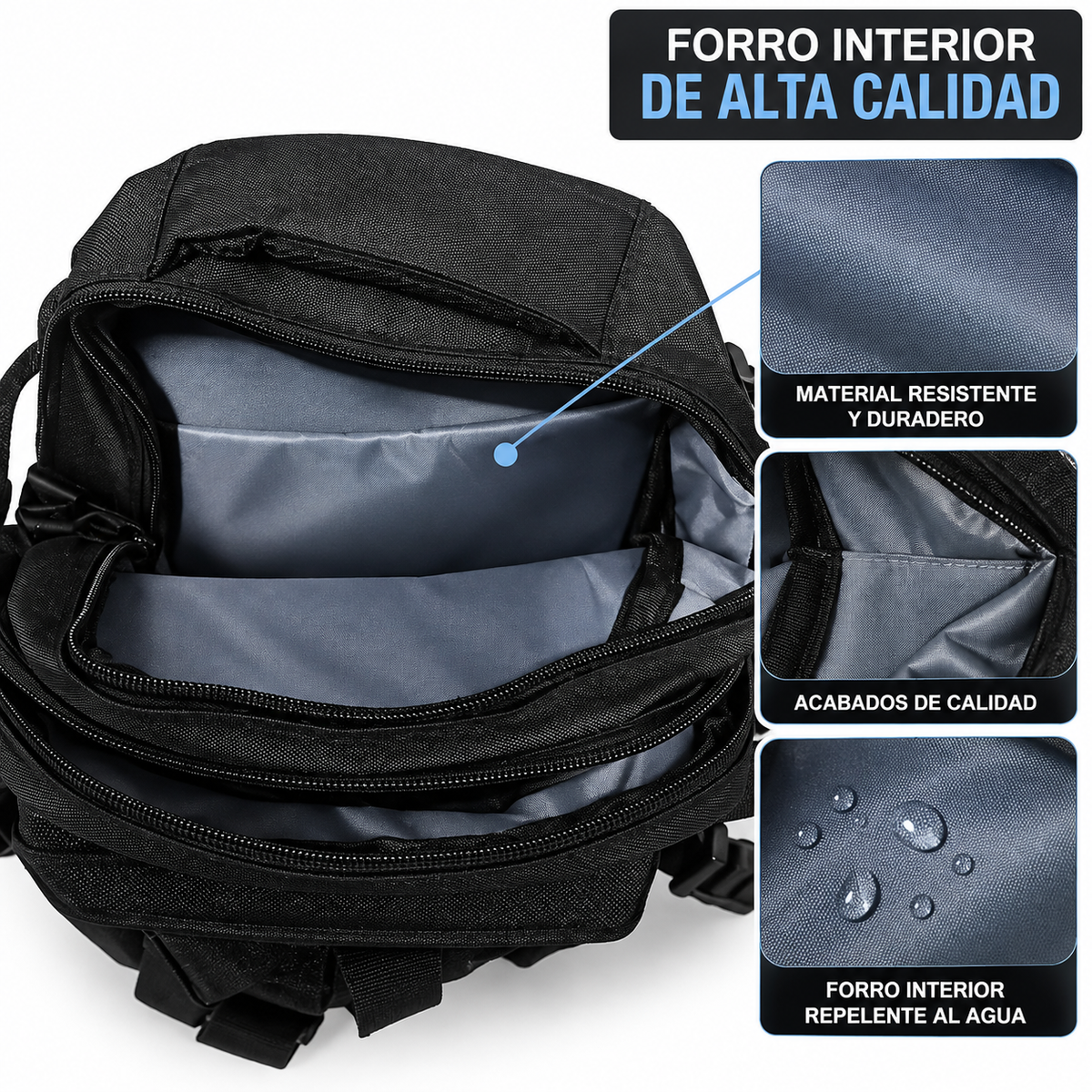Mochila táctica de 10 L con MOLLE, forro repelente al agua y 4 compartimentos - foto 4