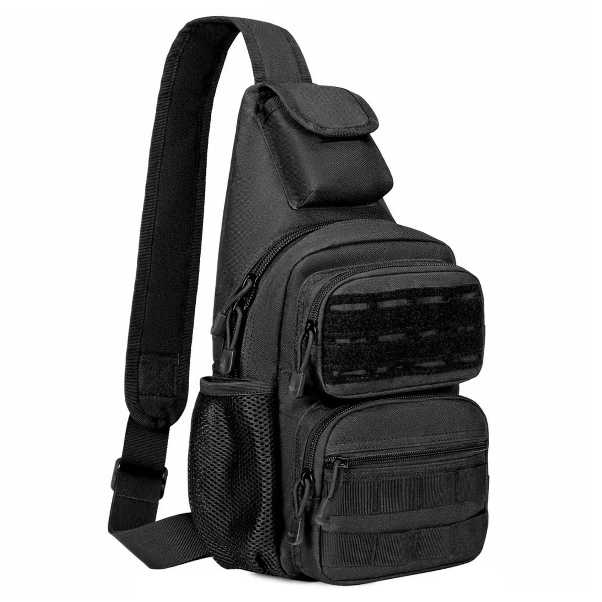 Pechera táctica cruzada con puerto USB y sistema MOLLE