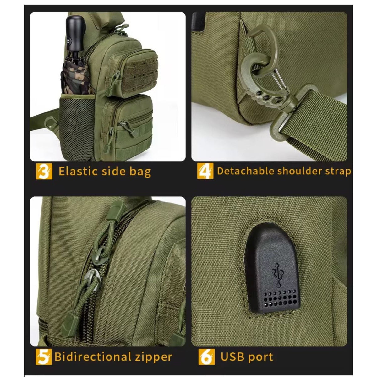 Pechera táctica cruzada con puerto USB y sistema MOLLE - foto 6