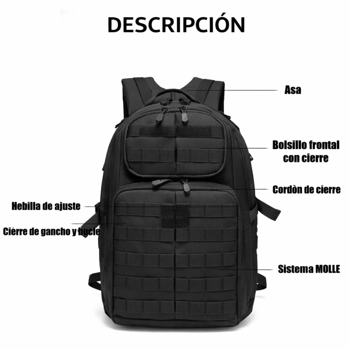 Mochila táctica de 35 L con sistema MOLLE y múltiples bolsas - foto 4