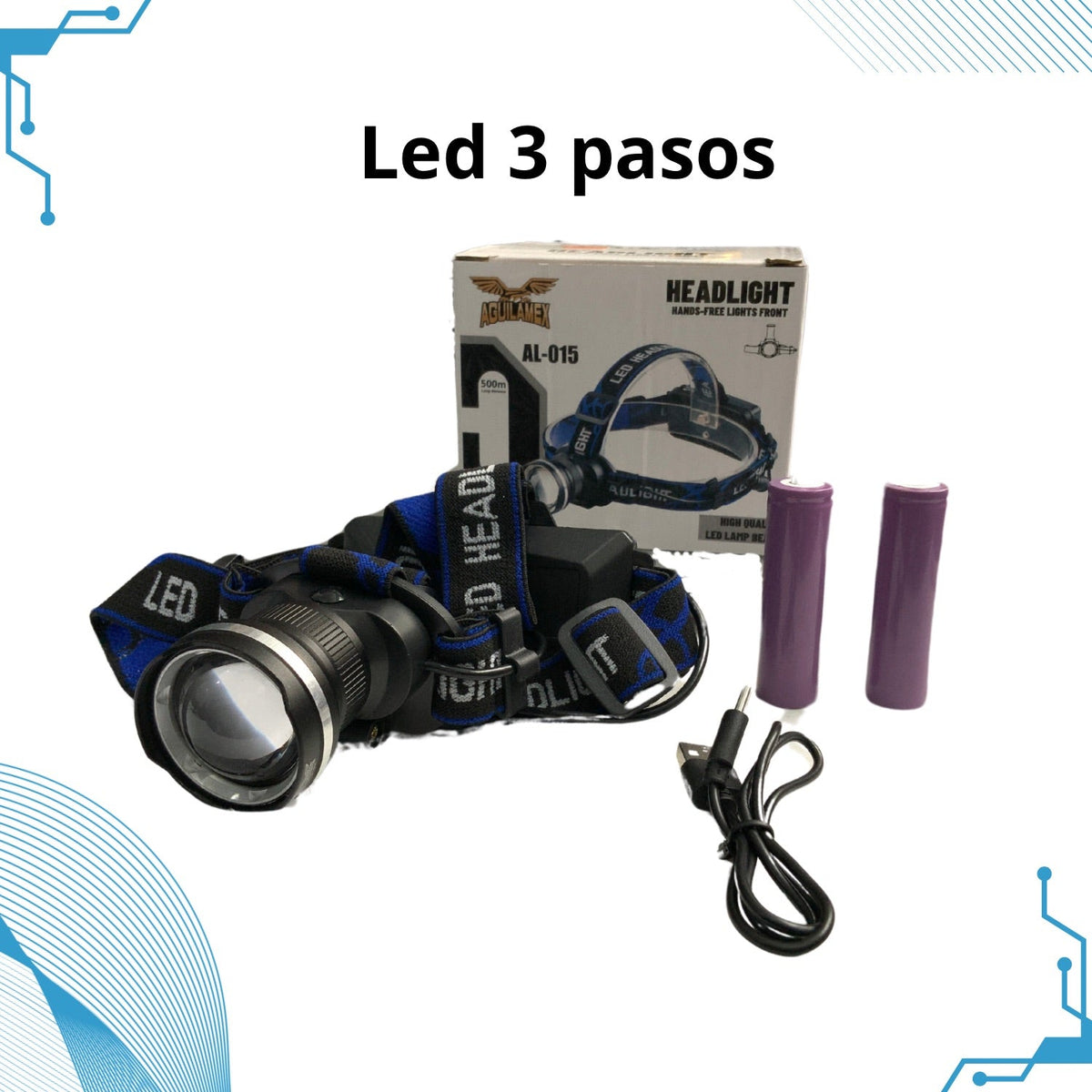 Linterna minera LED recargable de 3 pasos AL015 - foto 4