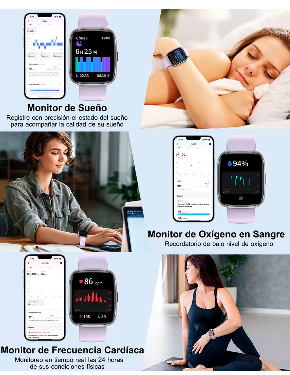 Reloj Inteligente Smartwatch Llamadas Bluetooth Para Alexa Lila