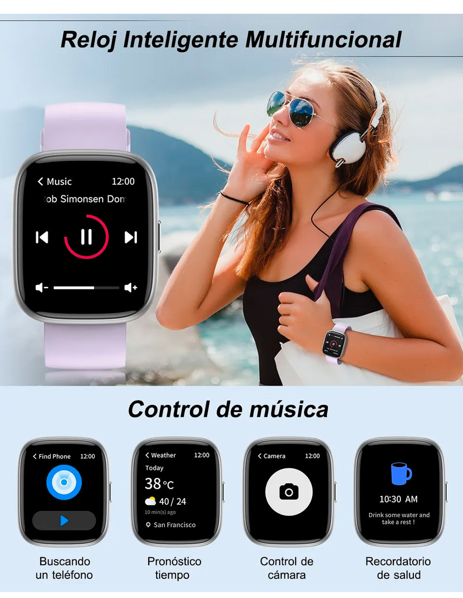 Reloj Inteligente Smartwatch Llamadas Bluetooth Para Alexa Lila