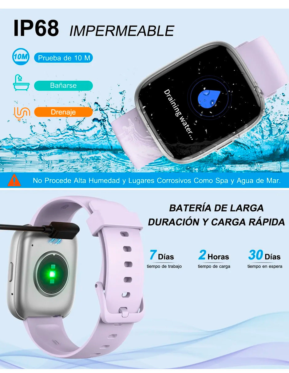 Reloj Inteligente Smartwatch Llamadas Bluetooth Para Alexa Lila