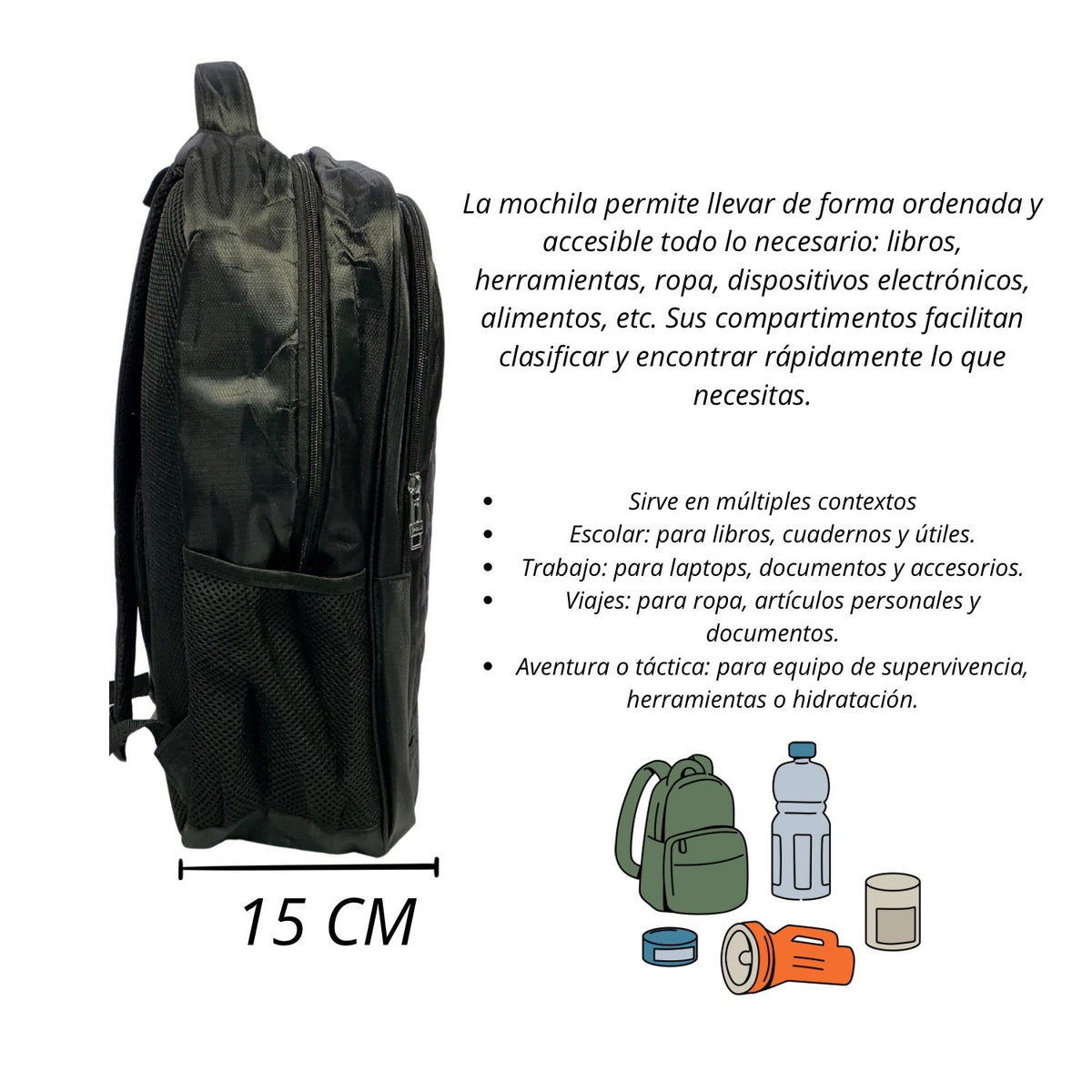 Mochila de 25 L ultradelgada texturizada con porta laptop y botella BB1665 - foto 2