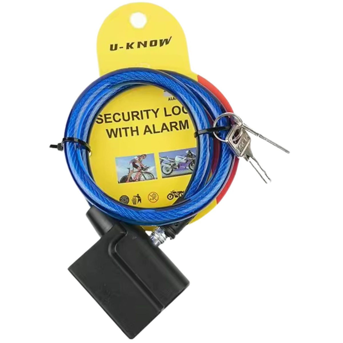 Candado de cable con alarma de 110 dB para moto y bici, cierre sin llave