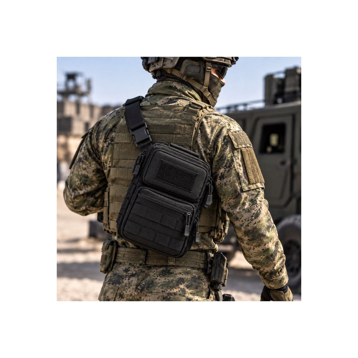Bolsa crossbody táctica con 5 compartimentos, MOLLE y anillas laterales - foto 4