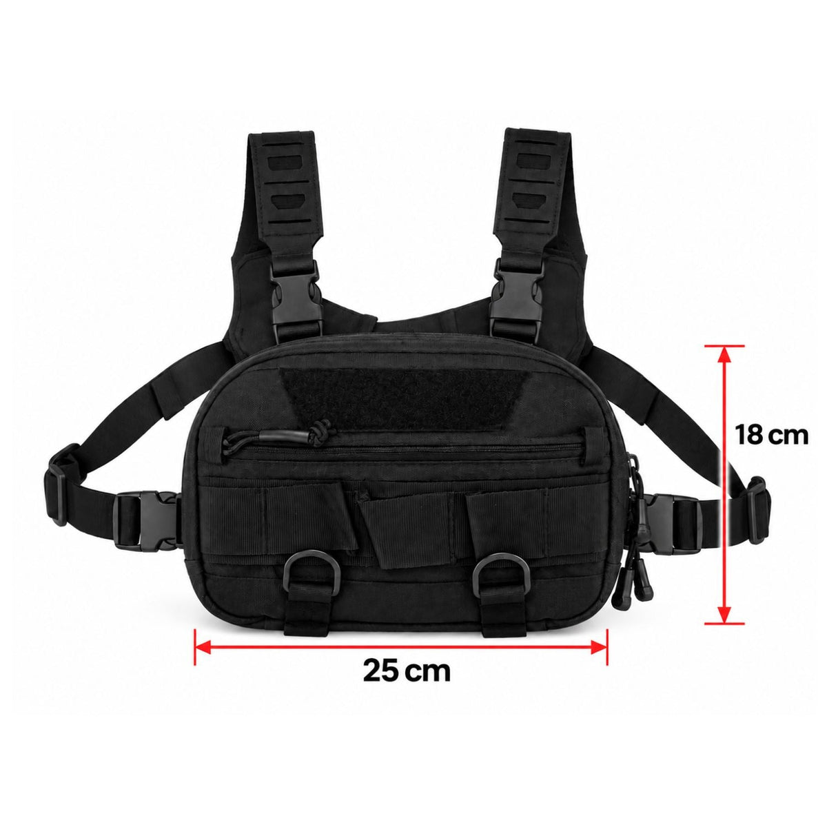 Pechera chest bag con 2 bolsas con cierre, velcro y anillas tipo D - foto 2