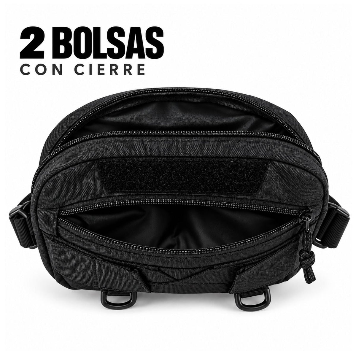 Pechera chest bag con 2 bolsas con cierre, velcro y anillas tipo D - foto 3