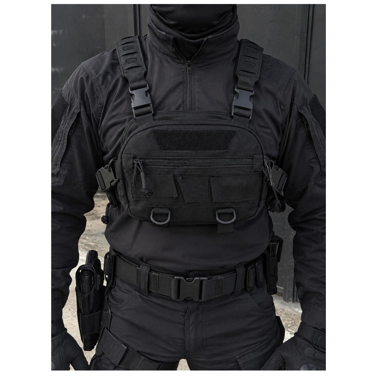 Pechera chest bag con 2 bolsas con cierre, velcro y anillas tipo D - foto 5