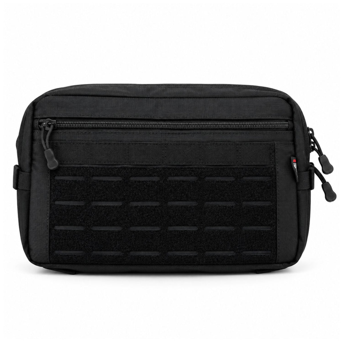 Pechera táctica tipo chest rig con 3 bolsas con cierre y panel de velcro