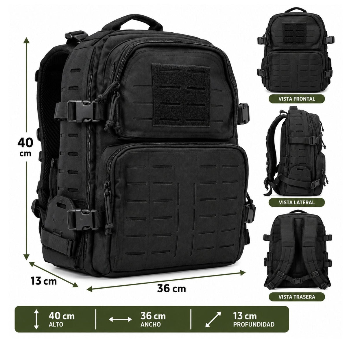 Mochila táctica de 19 L con apertura de 180° y compartimento para laptop - foto 2