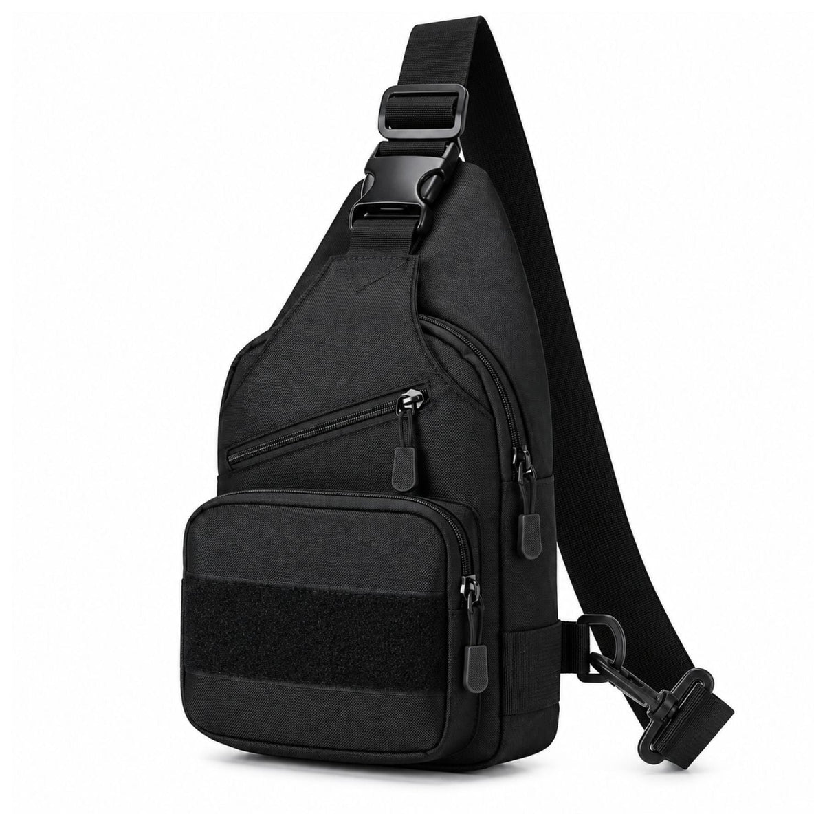 Mochila sling táctica de una correa con bolsillo para botella y puerto USB