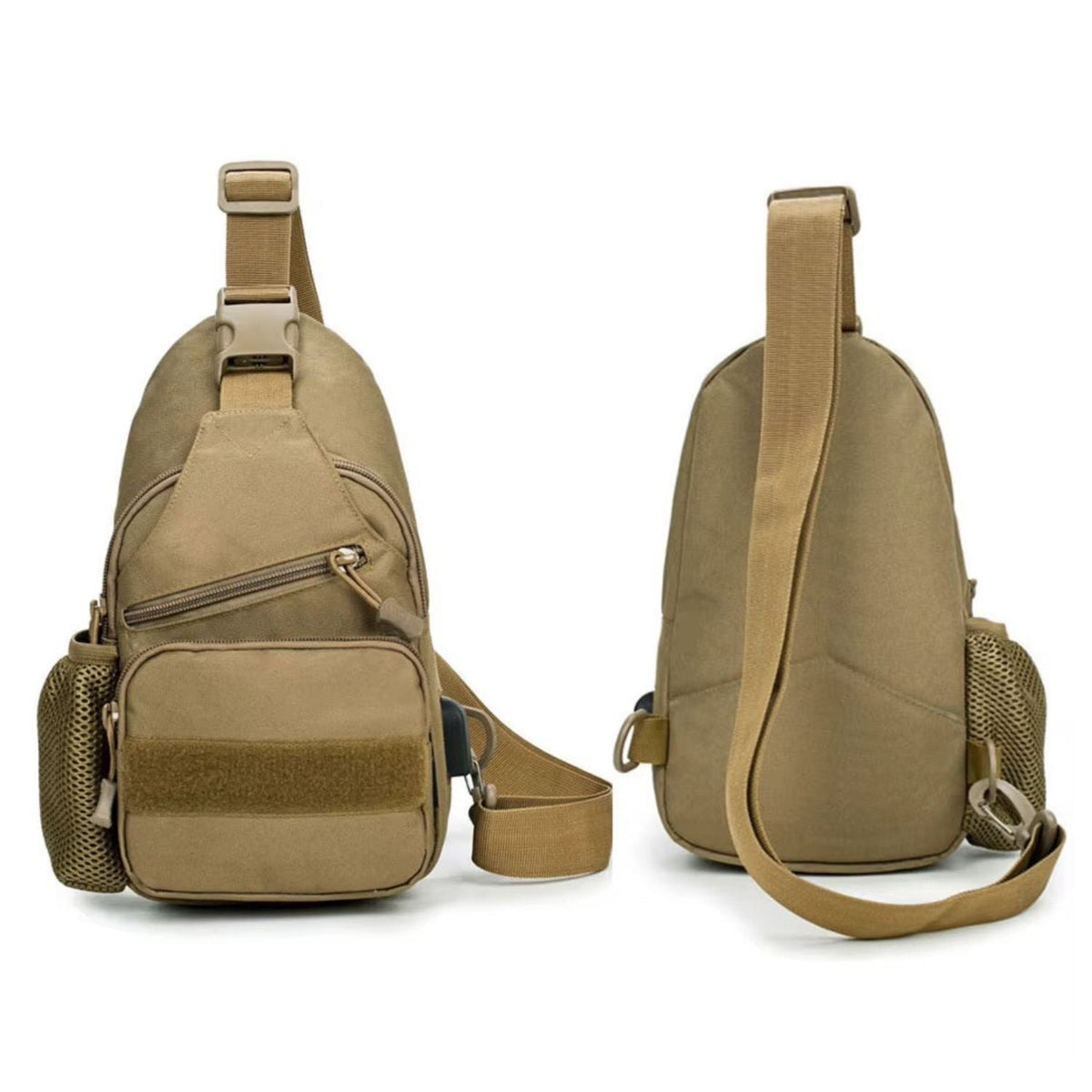 Mochila sling táctica de una correa con bolsillo para botella y puerto USB - foto 5