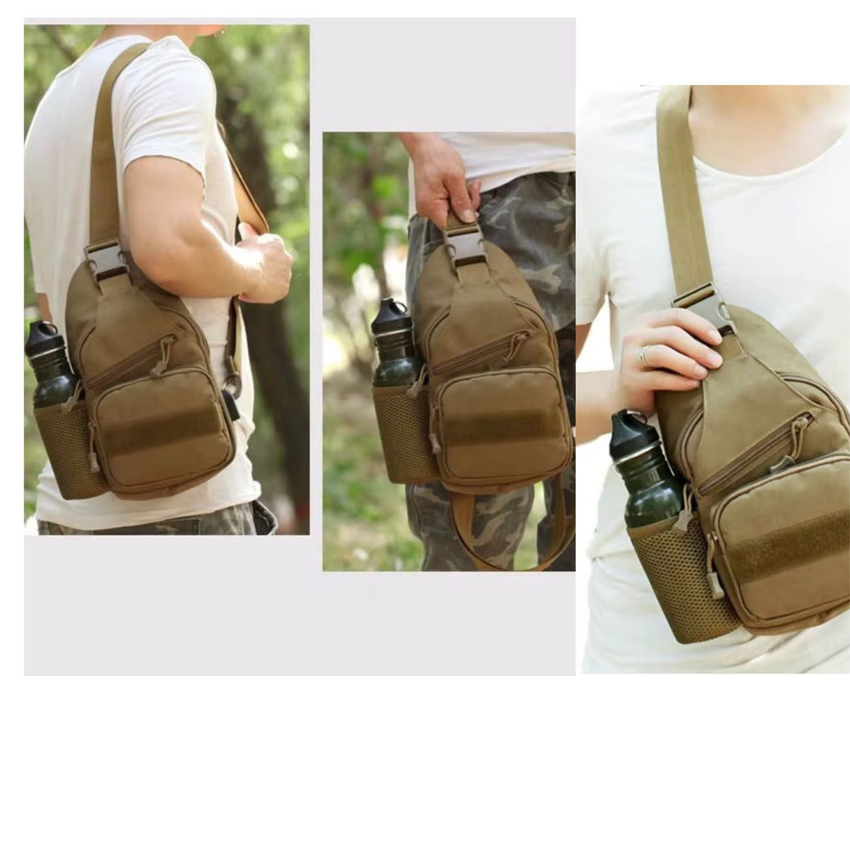 Mochila sling táctica de una correa con bolsillo para botella y puerto USB - foto 6