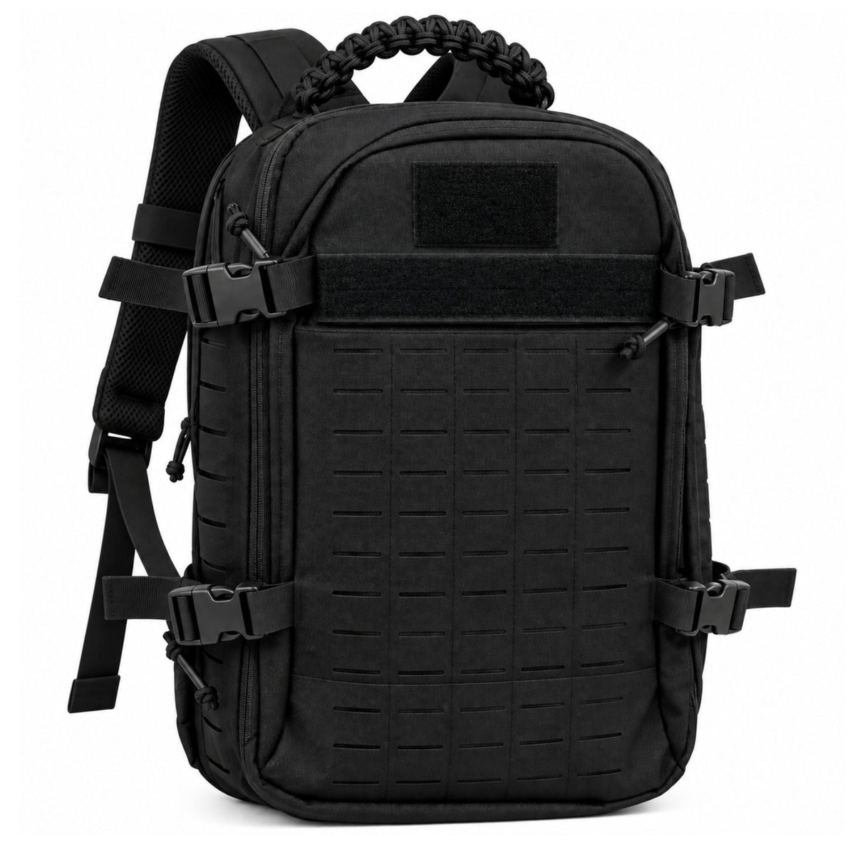 Mochila táctica de 15 L con MOLLE de corte láser y asa de paracord