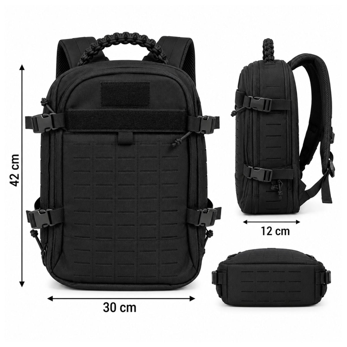 Mochila táctica de 15 L con MOLLE de corte láser y asa de paracord - foto 4