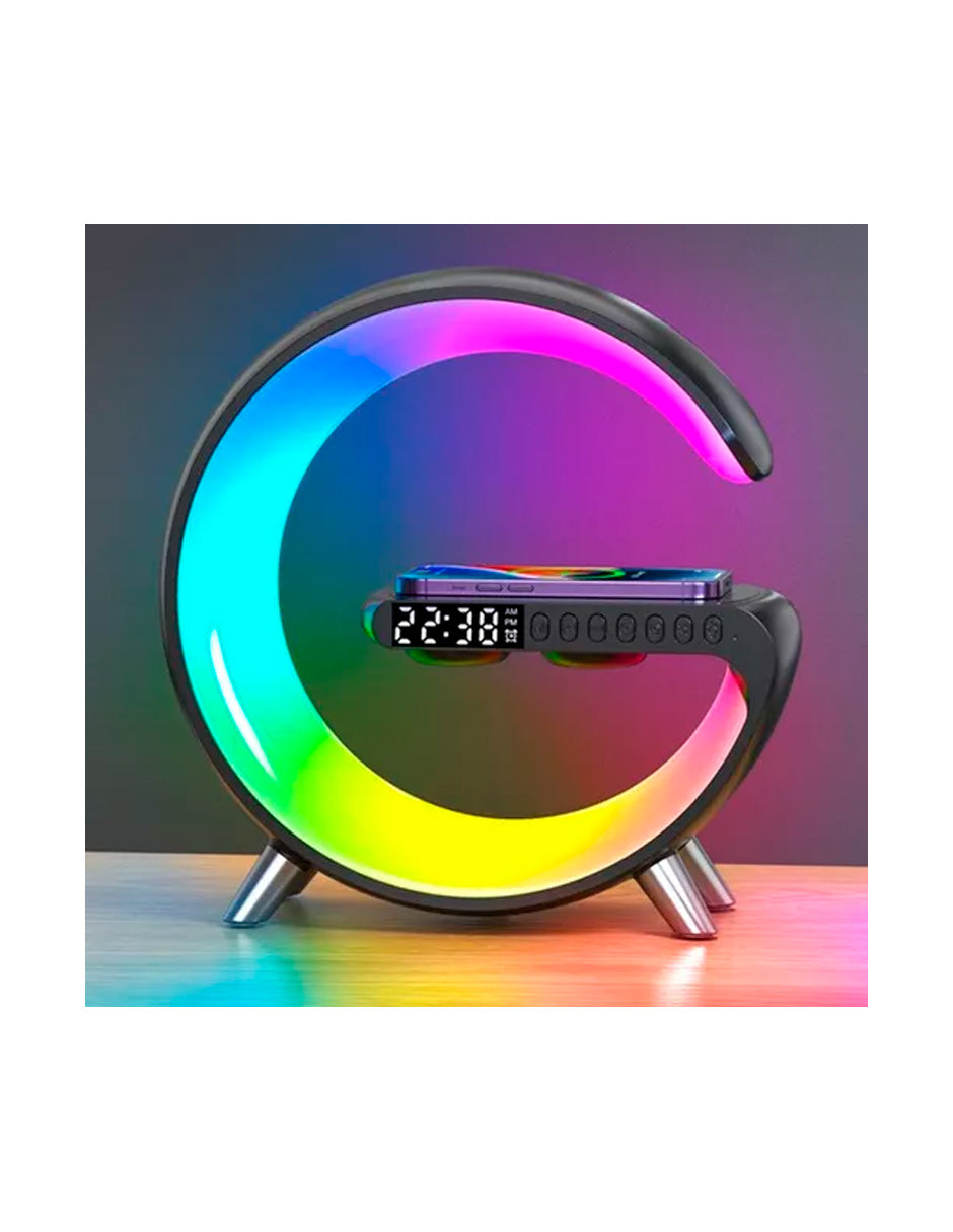 Bocina Bluetooth Cargador Inalámbrico Con Luces Rgb