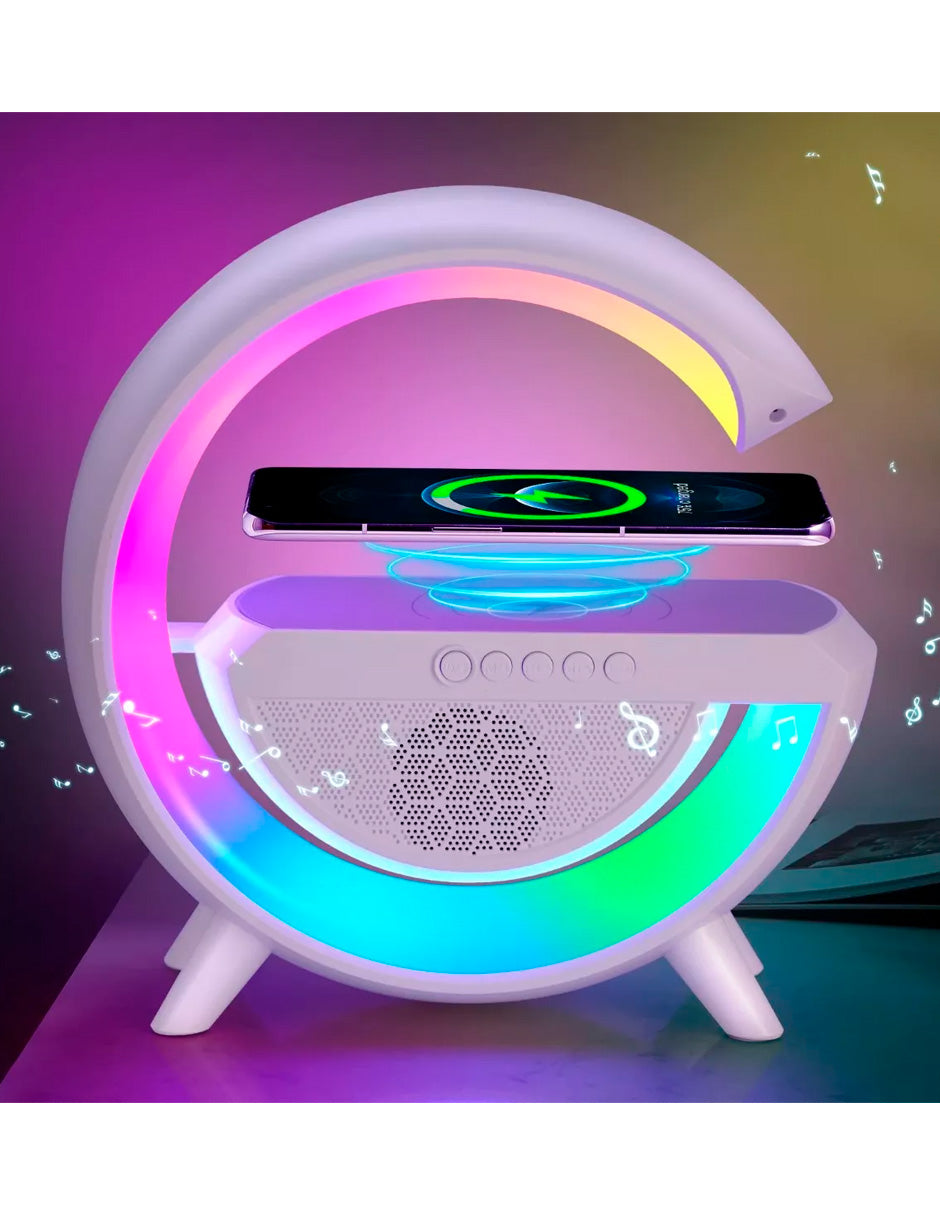 Bocina Bluetooth Cargador Inalámbrico Con Luces Rgb