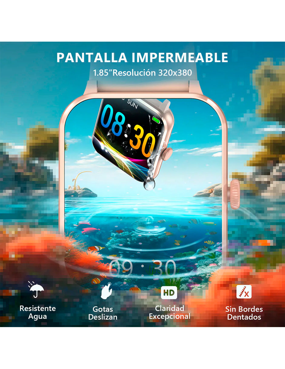 Smartwatch Hombre Mujer Llamada Bluetooth Rosa