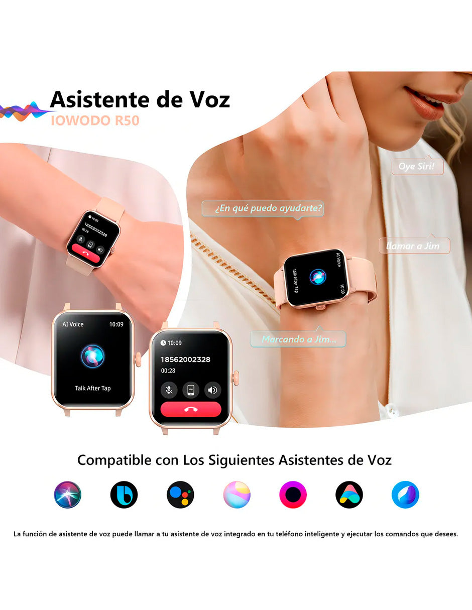 Smartwatch Hombre Mujer Llamada Bluetooth Rosa