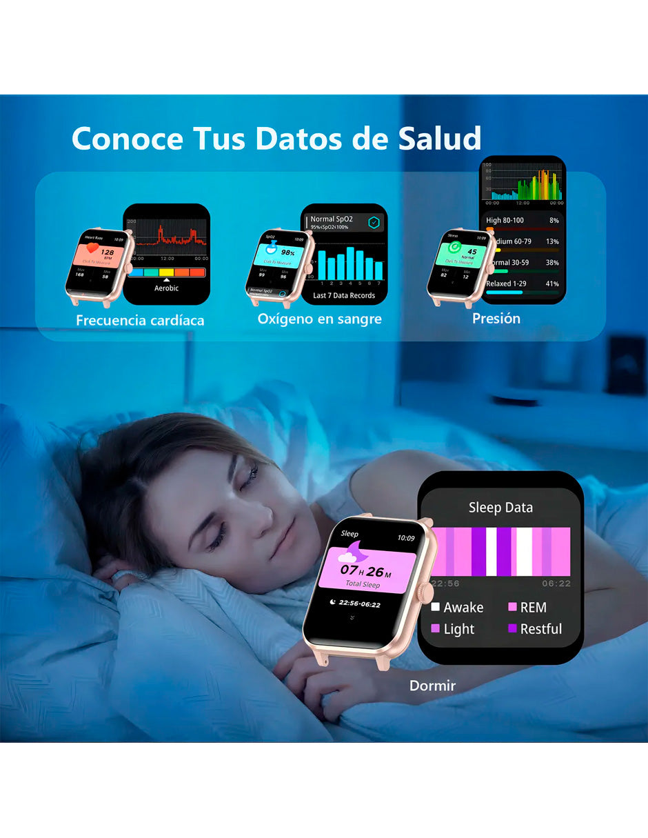 Smartwatch Hombre Mujer Llamada Bluetooth Rosa