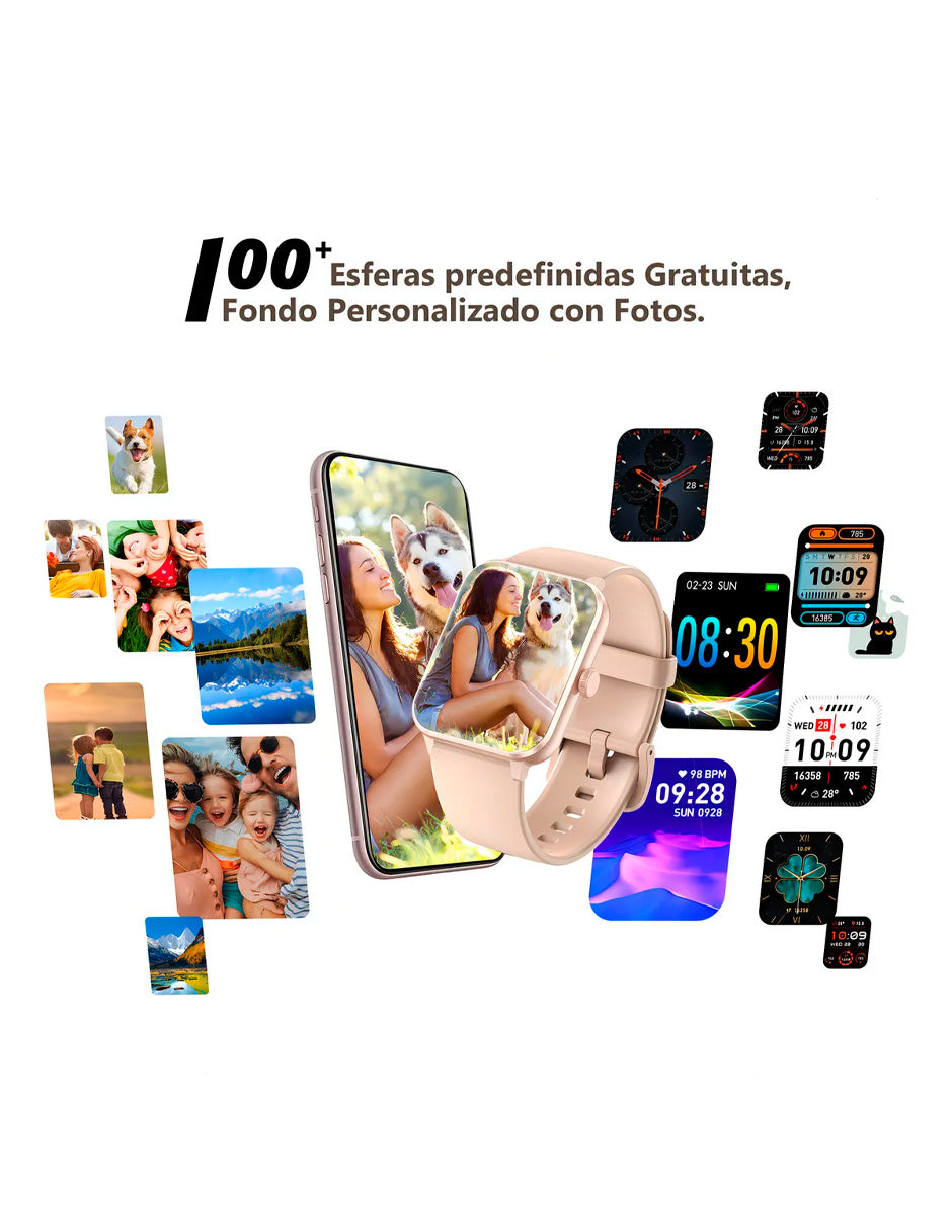 Smartwatch Hombre Mujer Llamada Bluetooth Rosa