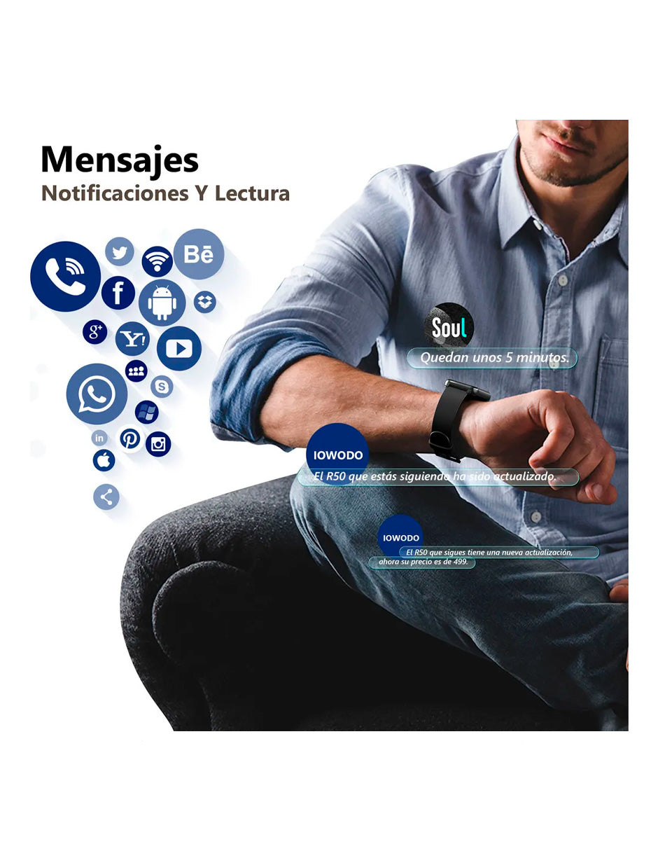 Smartwatch Hombre Mujer Llamada Bluetooth Negro