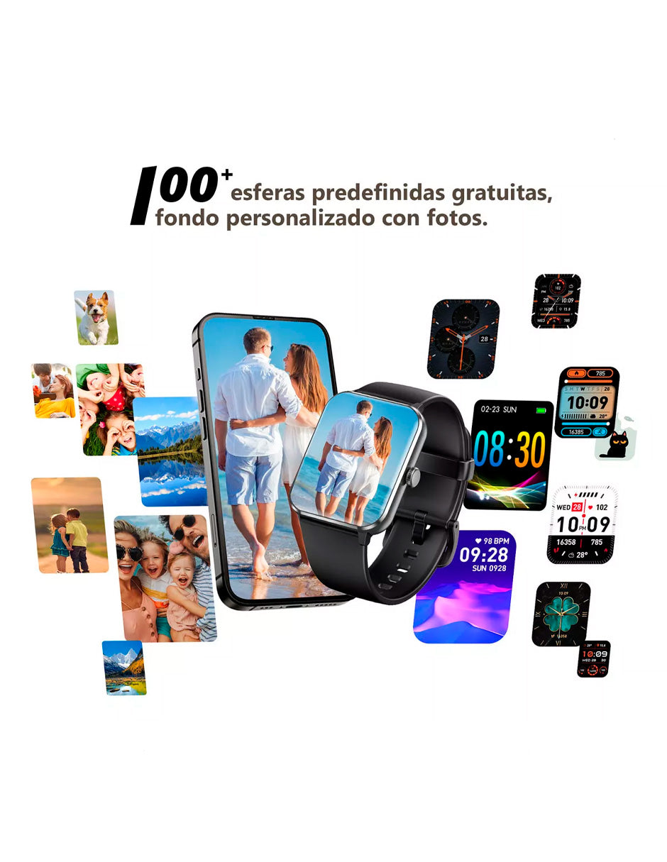 Smartwatch Hombre Mujer Llamada Bluetooth Negro