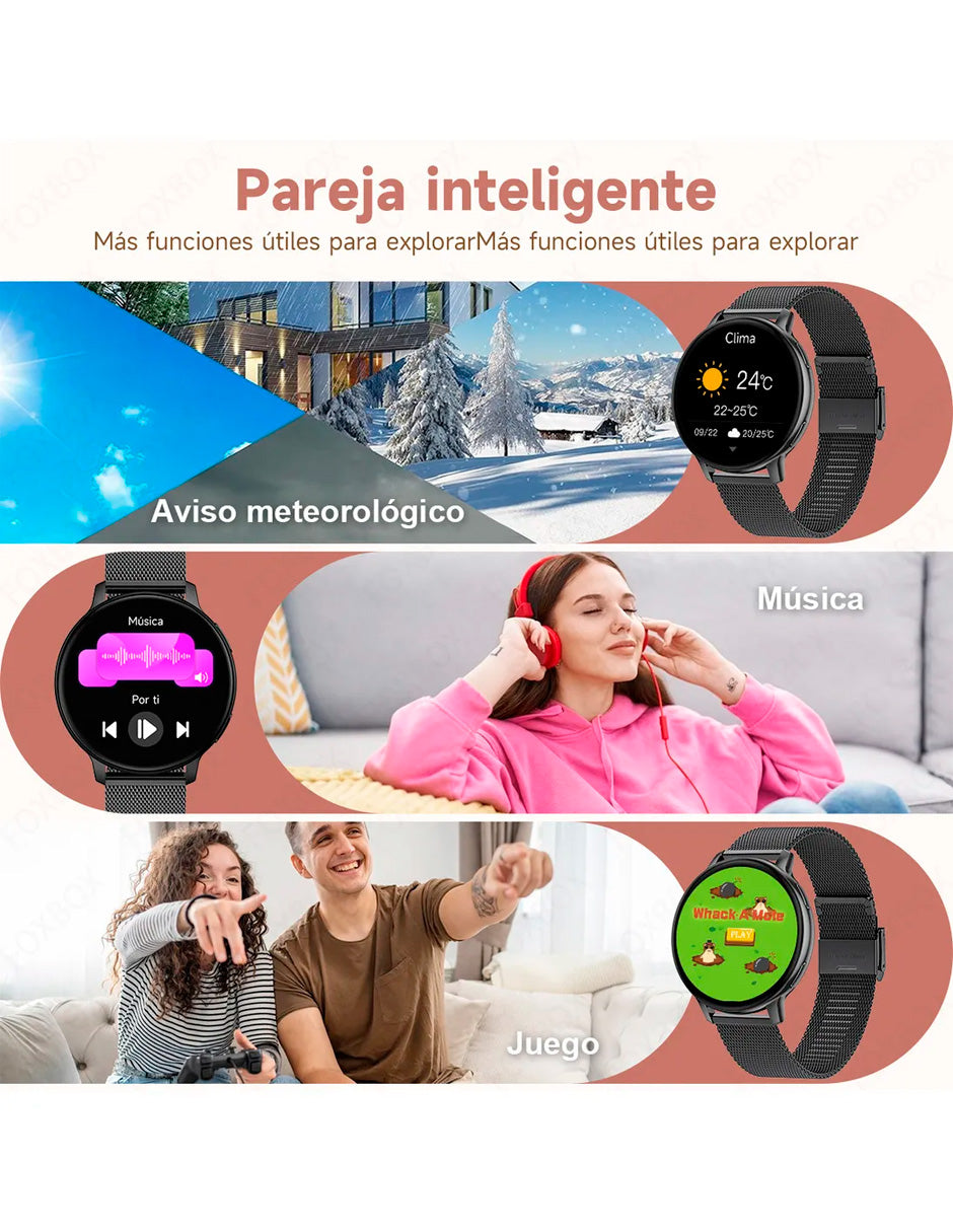 Smartwatch BW0608 Metálico Compatible Android/iOS Correa de Acero Negro