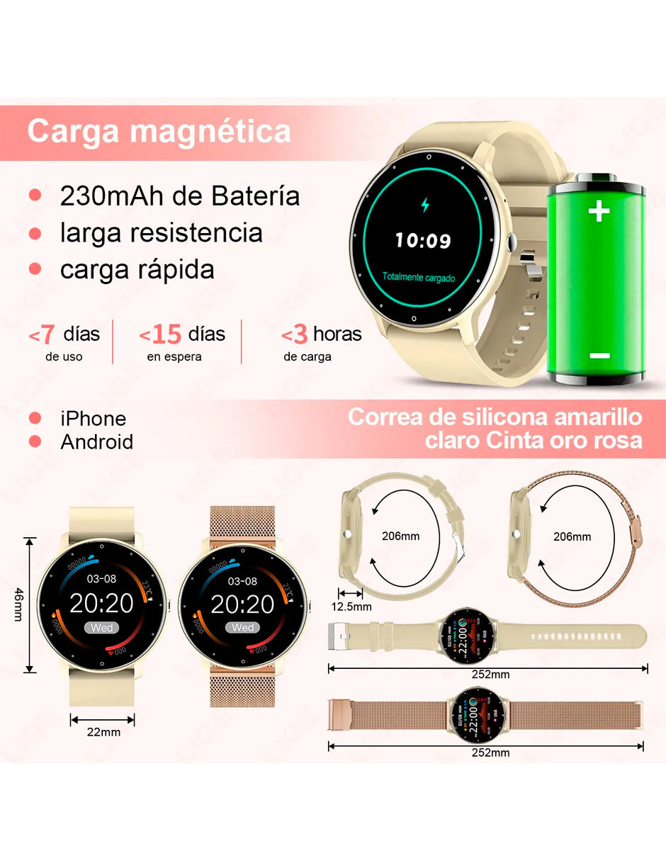 Reloj Inteligente Sports Correa BW223 MET Amarillo