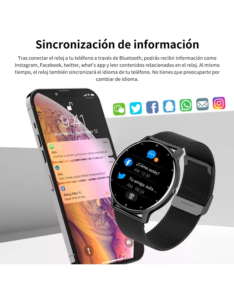 Reloj Inteligente Sports Correa BW223 MET NEGRO