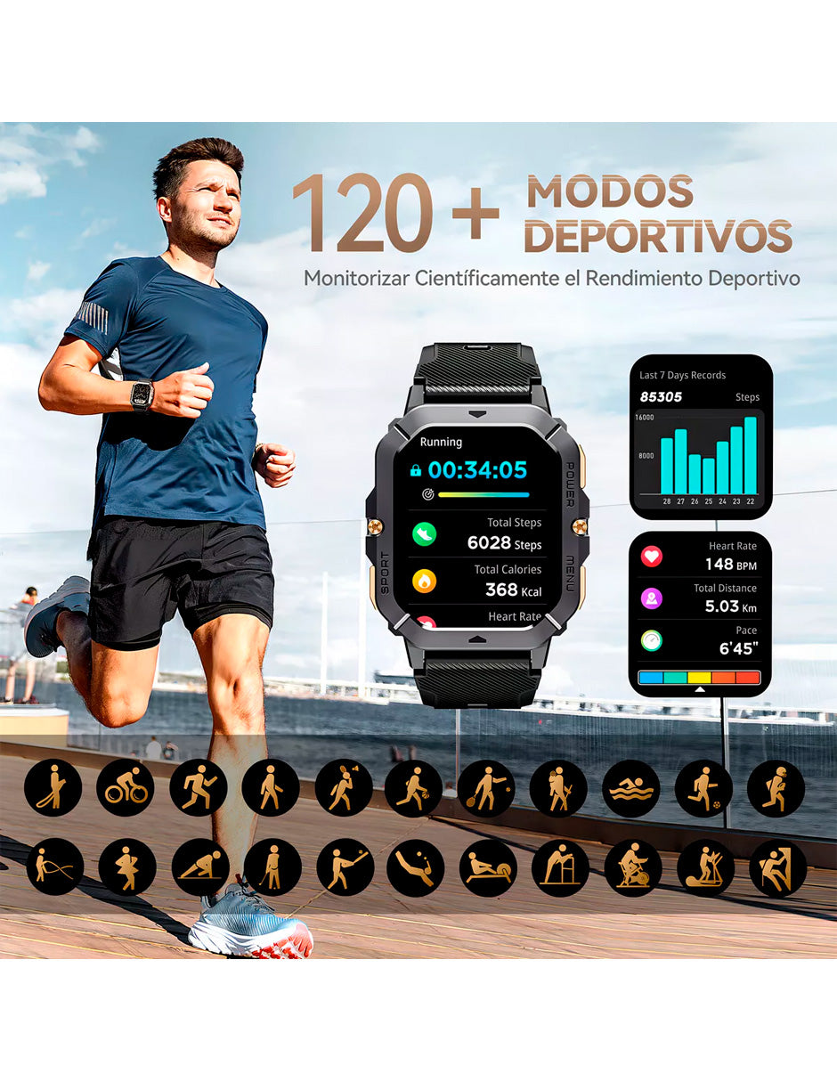 Smartwatch C28 Resistente Al Agua Estilo Militar / uso Rudo