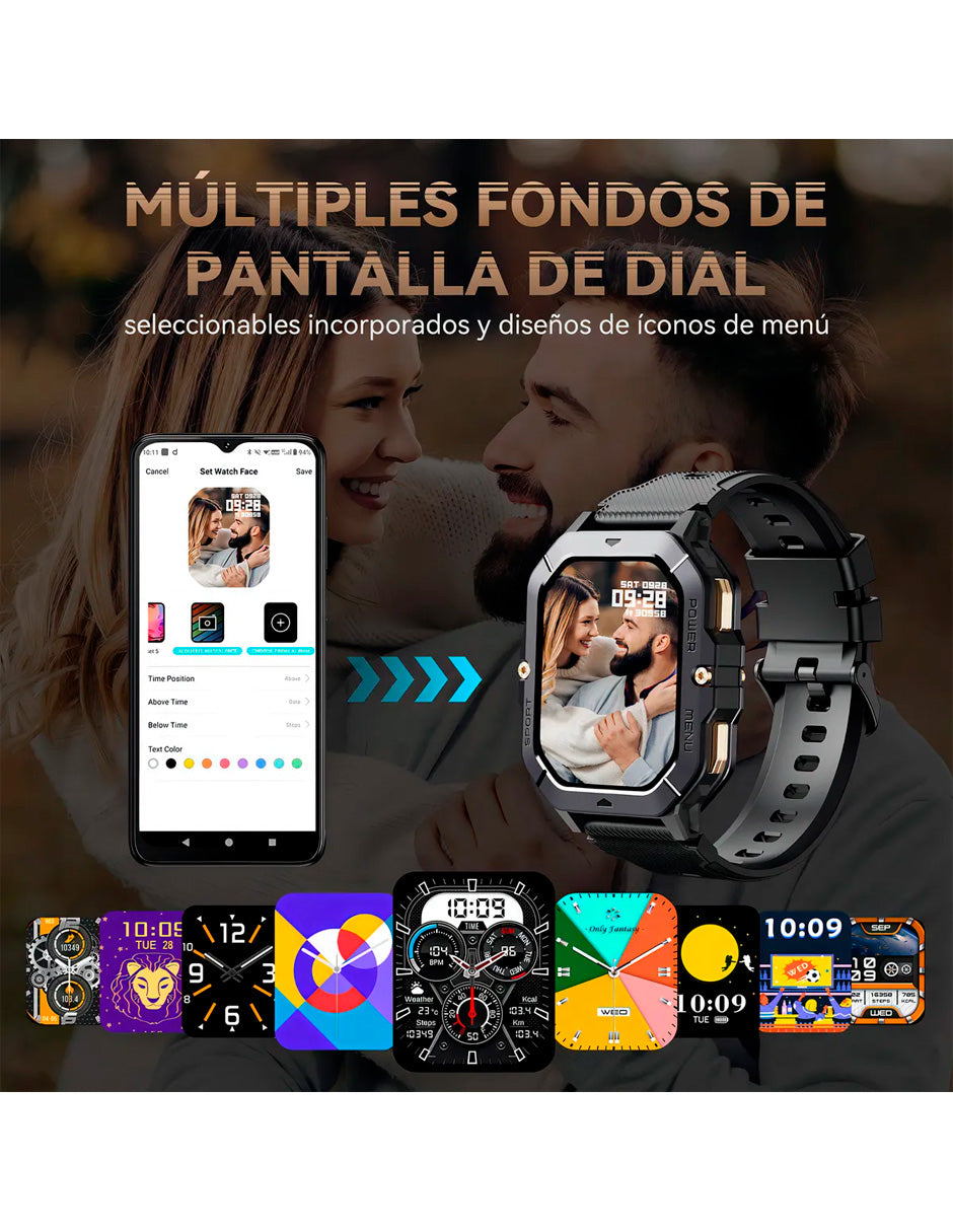 Smartwatch C28 Resistente Al Agua Estilo Militar / uso Rudo