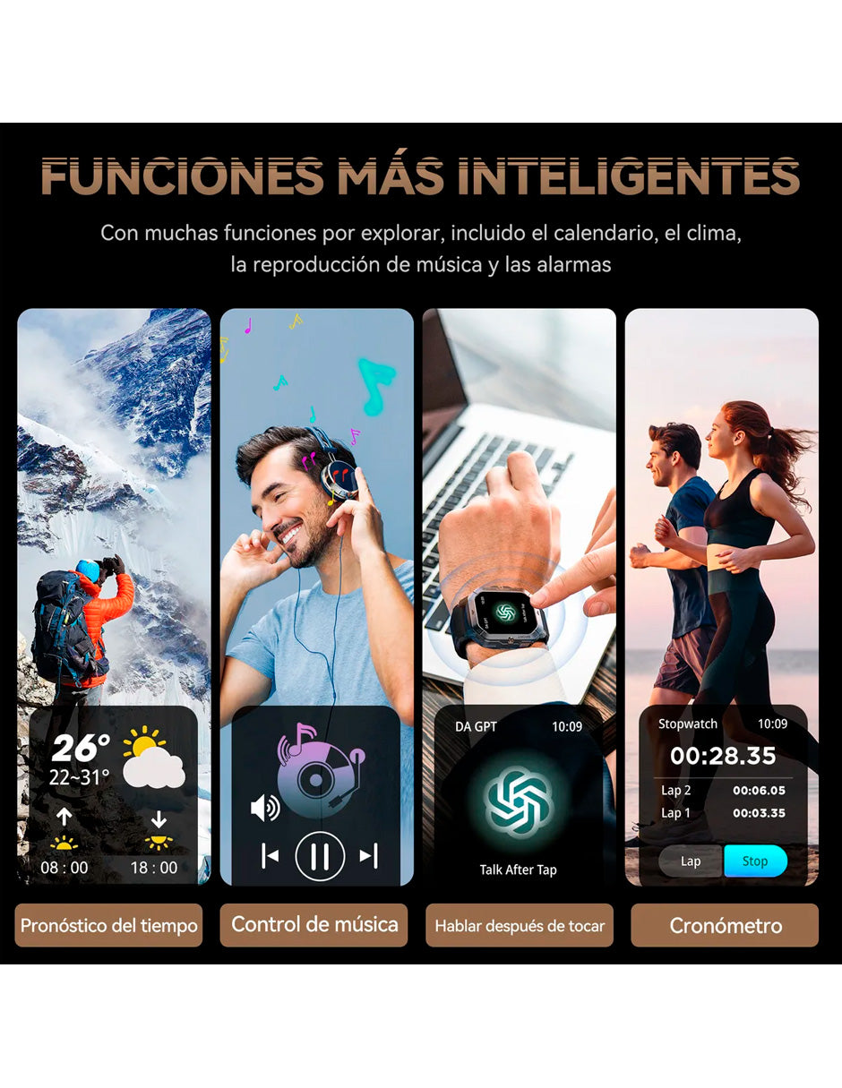 Smartwatch C28 Resistente Al Agua Estilo Militar / uso Rudo